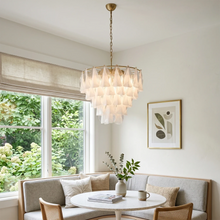 Load image into Gallery viewer, Modern Brass Tiered Glass Chandelier