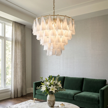 Load image into Gallery viewer, Modern Brass Tiered Glass Chandelier