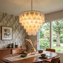 Load image into Gallery viewer, Modern Brass Tiered Glass Chandelier