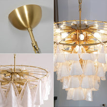 Load image into Gallery viewer, Modern Brass Tiered Glass Chandelier