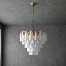Load image into Gallery viewer, Modern Brass Tiered Glass Chandelier