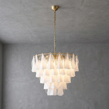Load image into Gallery viewer, Modern Brass Tiered Glass Chandelier