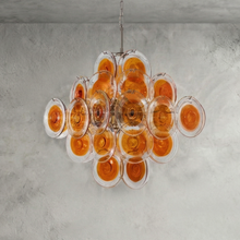 Load image into Gallery viewer, Murano Orange Disk Glass Chandelier