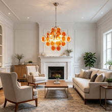 Load image into Gallery viewer, Murano Orange Disk Glass Chandelier