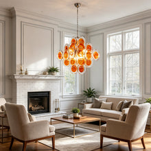 Load image into Gallery viewer, Murano Orange Disk Glass Chandelier