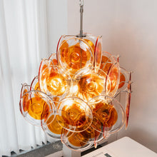 Load image into Gallery viewer, Murano Orange Disk Glass Chandelier