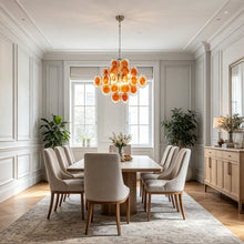Load image into Gallery viewer, Murano Orange Disk Glass Chandelier