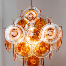 Load image into Gallery viewer, Murano Orange Disk Glass Chandelier