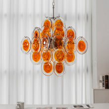 Load image into Gallery viewer, Murano Orange Disk Glass Chandelier