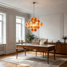 Load image into Gallery viewer, Murano Orange Disk Glass Chandelier