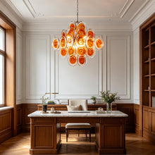 Load image into Gallery viewer, Murano Orange Disk Glass Chandelier