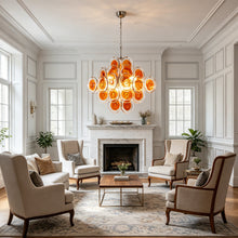 Load image into Gallery viewer, Murano Orange Disk Glass Chandelier
