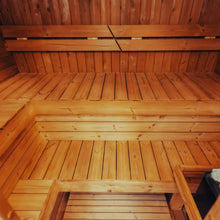 Load image into Gallery viewer, Premium 4-Person Outdoor Scandinavian ThermoWood Cube Sauna Kit With LED Lighting (SAK25470)