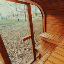 Load image into Gallery viewer, Premium 4-Person Outdoor Scandinavian ThermoWood Cube Sauna Kit With LED Lighting (SAK25470)