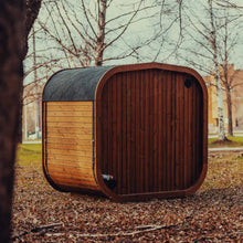 Load image into Gallery viewer, Premium 4-Person Outdoor Scandinavian ThermoWood Cube Sauna Kit With LED Lighting (SAK25470)