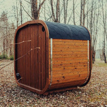 Load image into Gallery viewer, Premium 4-Person Outdoor Scandinavian ThermoWood Cube Sauna Kit With LED Lighting (SAK25470)