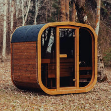 Load image into Gallery viewer, Premium 4-Person Outdoor Scandinavian ThermoWood Cube Sauna Kit With LED Lighting (SAK25470)