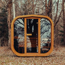 Load image into Gallery viewer, Premium 4-Person Outdoor Scandinavian ThermoWood Cube Sauna Kit With LED Lighting (SAK25470)