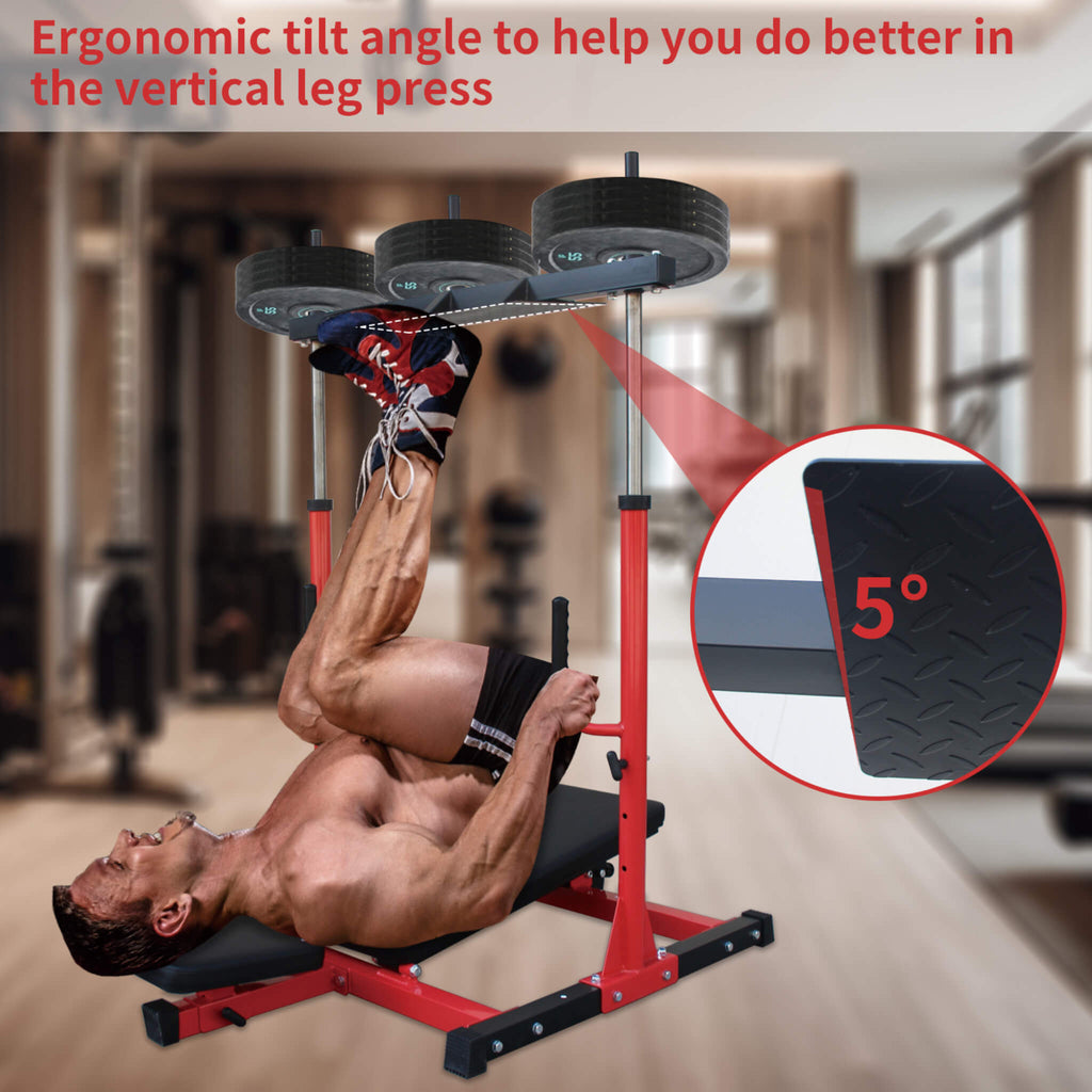 Premium Vertical Leg Press Machine With Adjustable Back And Head Rests For Home Gyms, 660LBS (SAK34819)