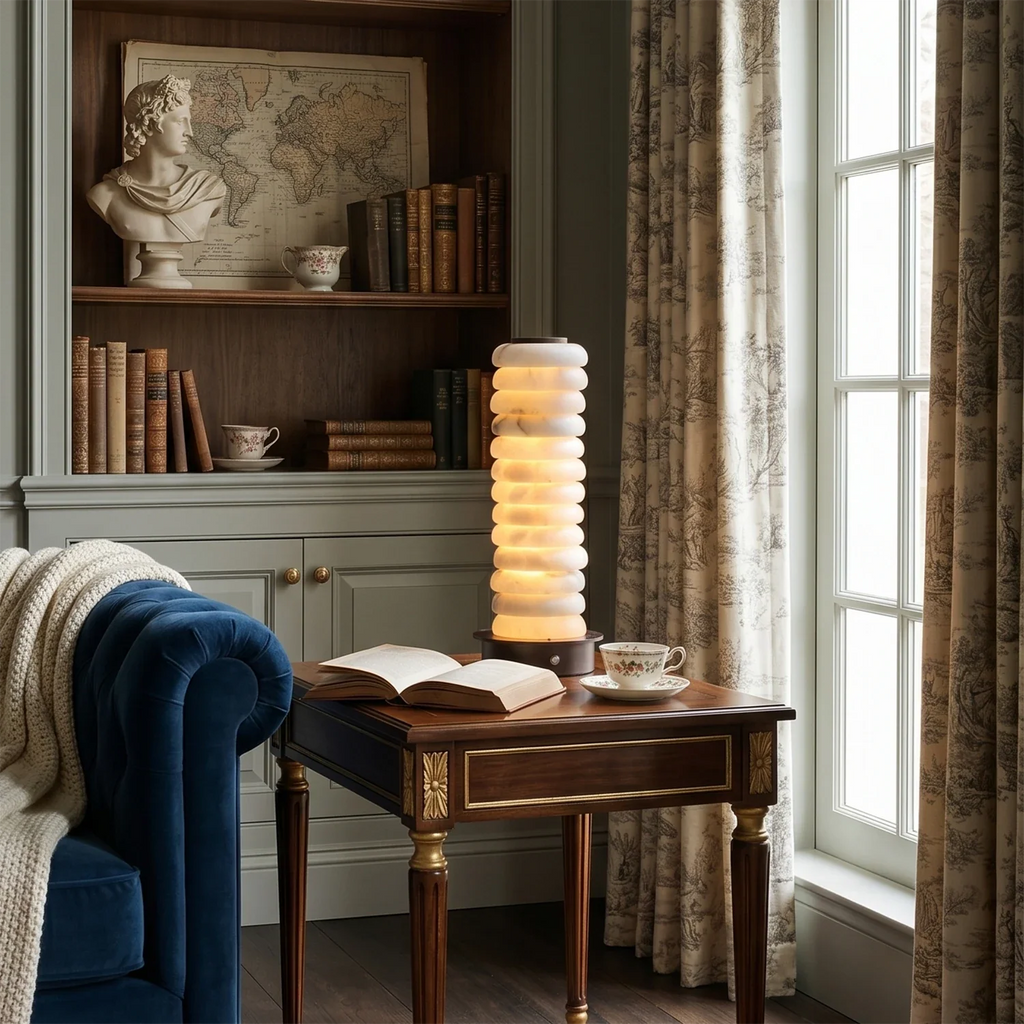 Multi-Tiered Alabaster Table Lamp