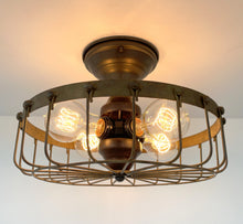 Load image into Gallery viewer, Rustic Industrial Cage Ceiling Light | 11.5"