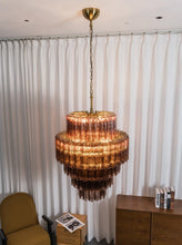 Load image into Gallery viewer, Smoked Striped Glass Tube Waterfall Chandelier