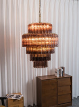 Load image into Gallery viewer, Smoked Striped Glass Tube Waterfall Chandelier