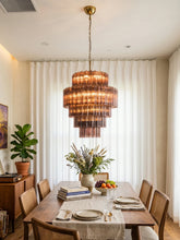 Load image into Gallery viewer, Smoked Striped Glass Tube Waterfall Chandelier