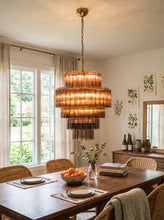 Load image into Gallery viewer, Smoked Striped Glass Tube Waterfall Chandelier