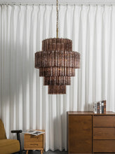 Load image into Gallery viewer, Smoked Striped Glass Tube Waterfall Chandelier