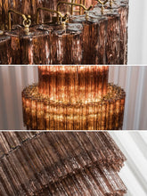 Load image into Gallery viewer, Smoked Striped Glass Tube Waterfall Chandelier