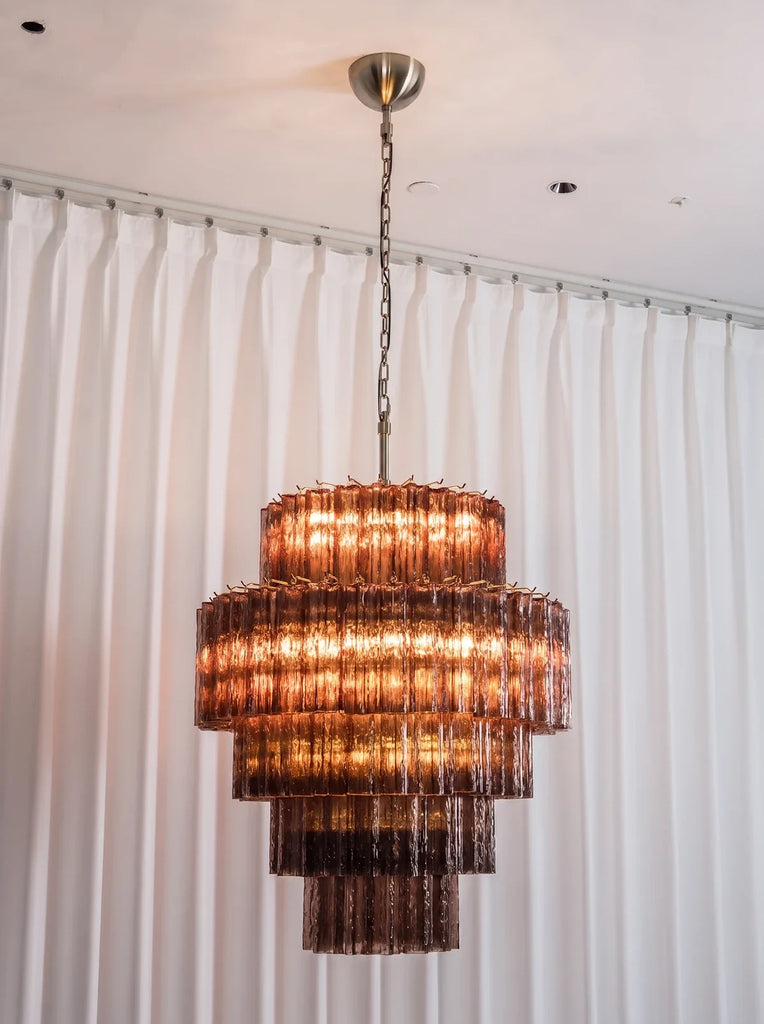 Smoked Striped Glass Tube Waterfall Chandelier