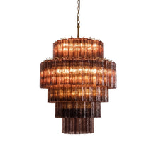 Load image into Gallery viewer, Smoked Striped Glass Tube Waterfall Chandelier