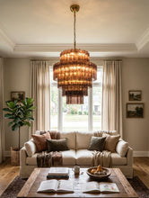 Load image into Gallery viewer, Smoked Striped Glass Tube Waterfall Chandelier