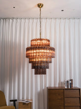 Load image into Gallery viewer, Smoked Striped Glass Tube Waterfall Chandelier