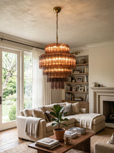 Load image into Gallery viewer, Smoked Striped Glass Tube Waterfall Chandelier