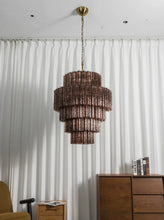 Load image into Gallery viewer, Smoked Striped Glass Tube Waterfall Chandelier