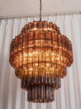 Load image into Gallery viewer, Smoked Striped Glass Tube Waterfall Chandelier