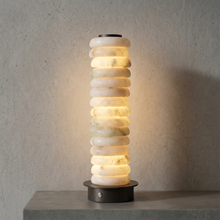 Load image into Gallery viewer, Multi-Tiered Alabaster Table Lamp