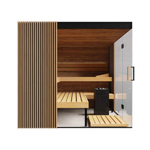 Load image into Gallery viewer, ThermaSol Aalto 4-Person Indoor Semi Panoramic Glass Sauna Cabin [Made-To-Order] [14-AALTODL\R] (SAK13285)