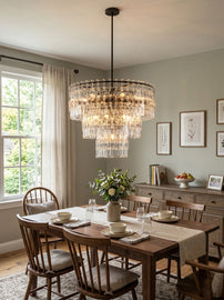 Tiered Clear Crystal Rod Chandelier