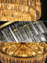 Load image into Gallery viewer, Tiered Crystal Round Brass Chandelier