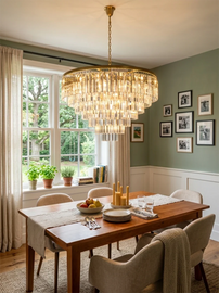 Tiered Crystal Round Brass Chandelier
