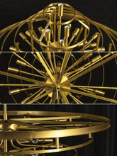 Load image into Gallery viewer, Tiered Crystal Round Brass Chandelier