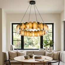 Load image into Gallery viewer, Tobacco-Hued Alabaster Chandelier