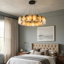 Load image into Gallery viewer, Tobacco-Hued Alabaster Chandelier