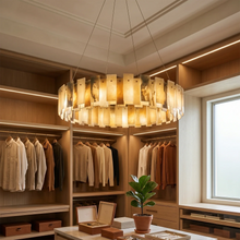 Load image into Gallery viewer, Tobacco-Hued Alabaster Chandelier