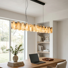 Load image into Gallery viewer, Tobacco-Hued Alabaster Chandelier