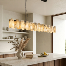 Load image into Gallery viewer, Tobacco-Hued Alabaster Chandelier