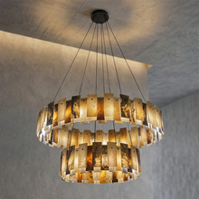Load image into Gallery viewer, Tobacco-Hued Alabaster Chandelier
